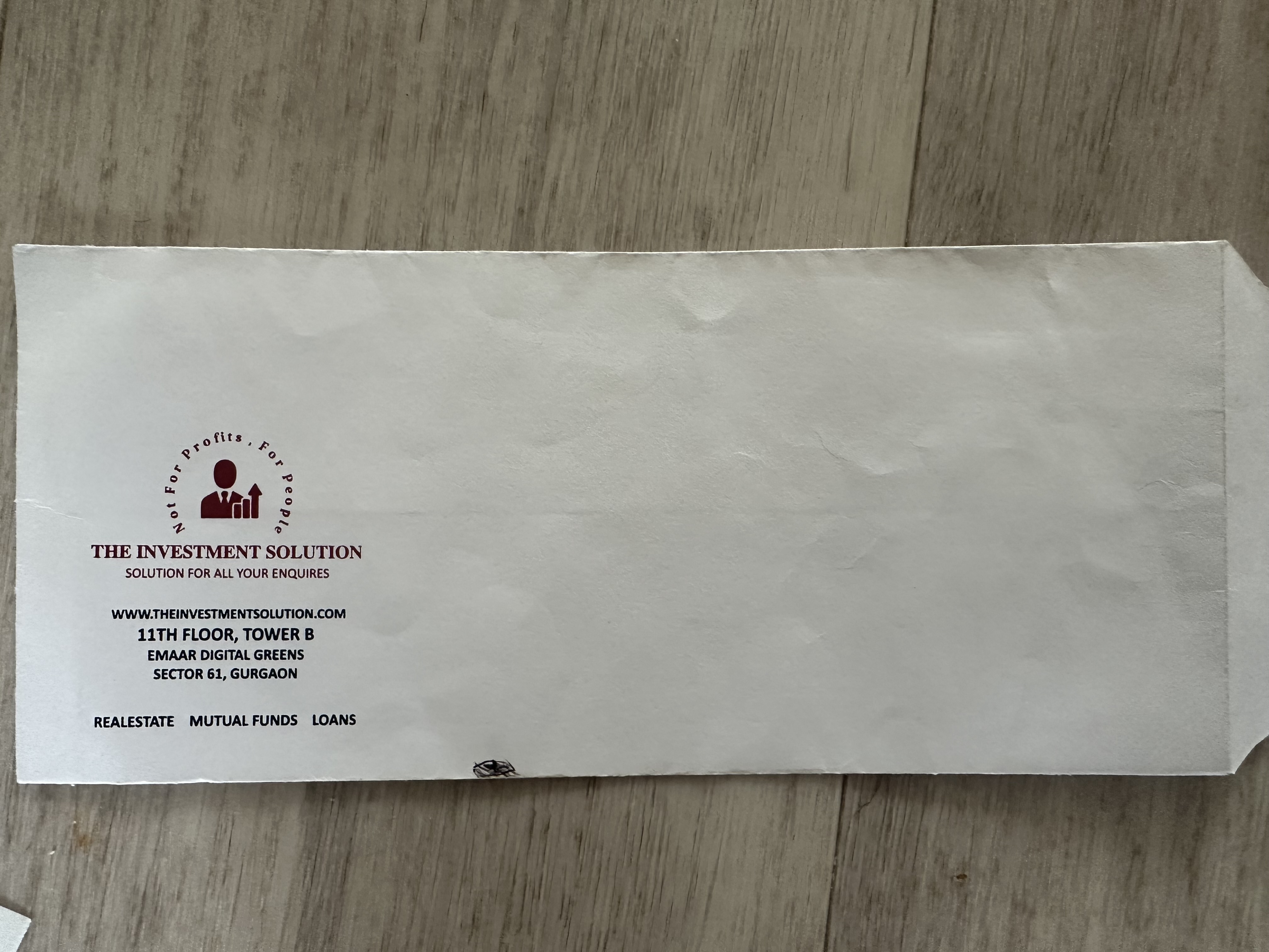 Cheque envelope from PASH Investment with company address